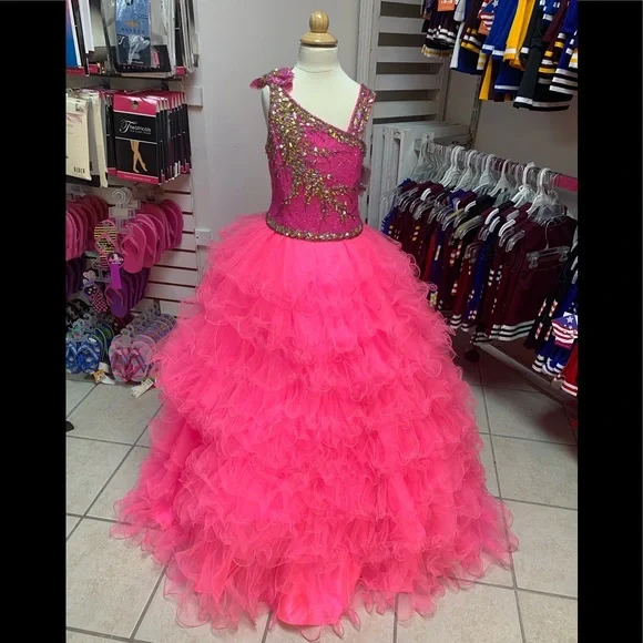 strapless open back dress Dreamy Blushing Large Flower Arms Tulle Wedding Dress main image 1